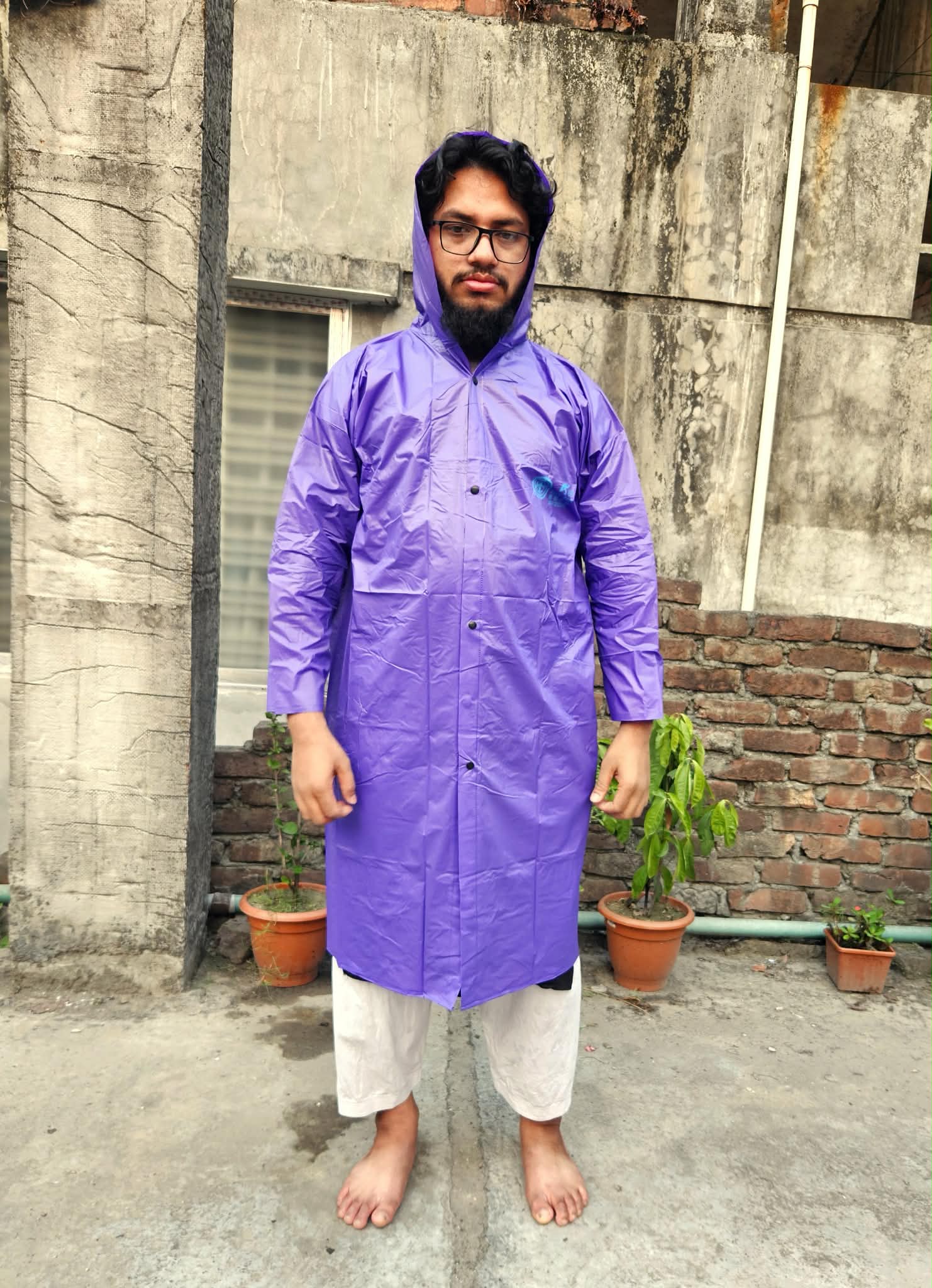 পার্পেল কালার মোটা চাইনিজ ফেব্রিকের রেইনকোট