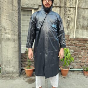 ব্ল্যাক কালার মোটা চাইনিজ ফেব্রিকের রেইনকোট