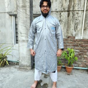 সিলভার কালার মোটা চাইনিজ ফেব্রিকের রেইনকোট